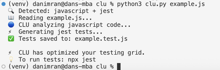 CLU – AI Test Generation Agent CLI